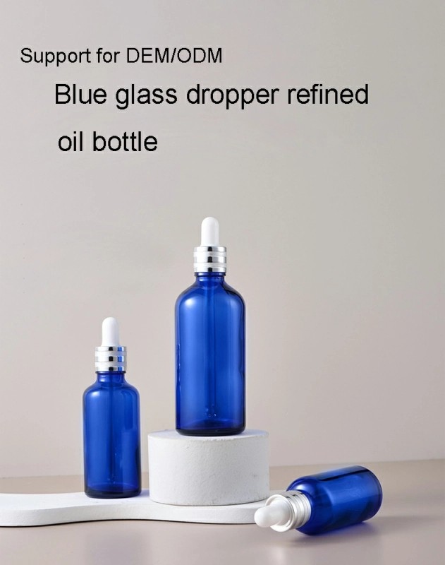 Blue Glass Refined Oil Bottle Glass