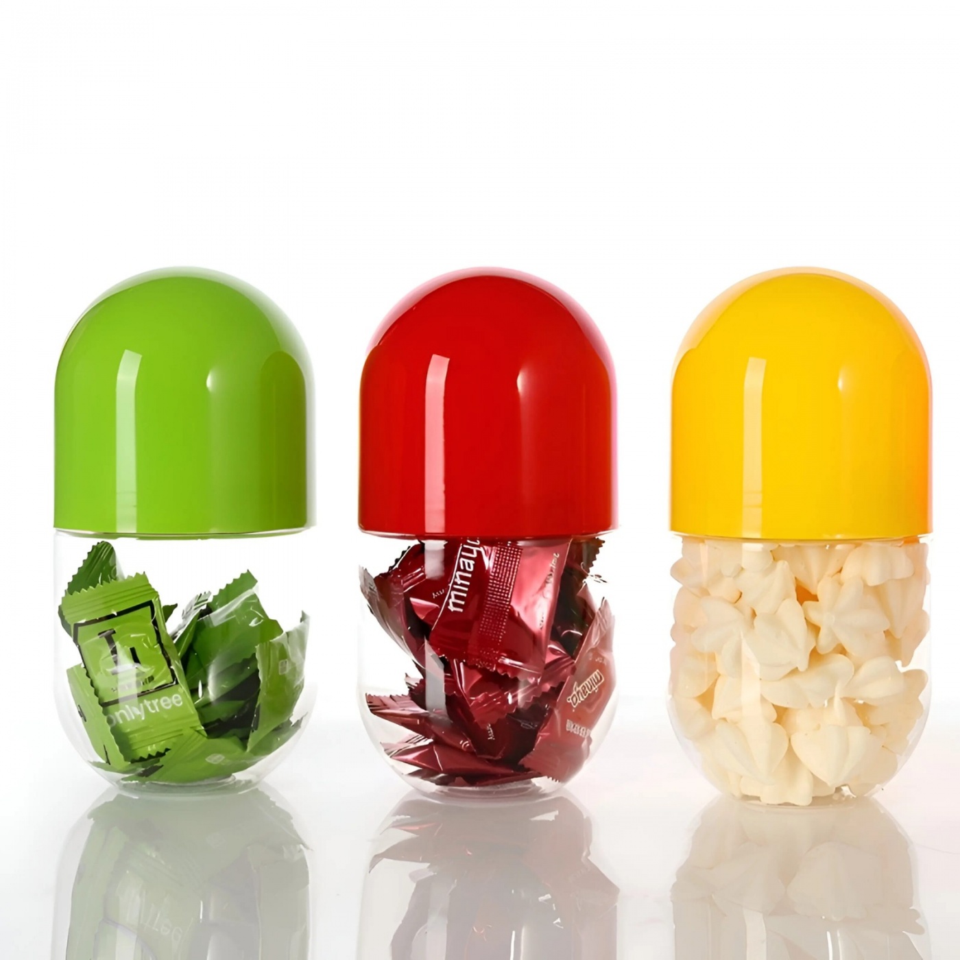Custom PET Plastic 520ml Color Capsule Shape Candy Bottle